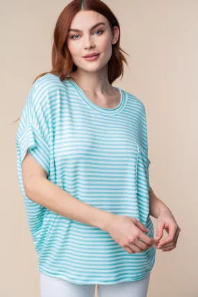 White Birch Short Sleeve Striped Knit Top PREORDER