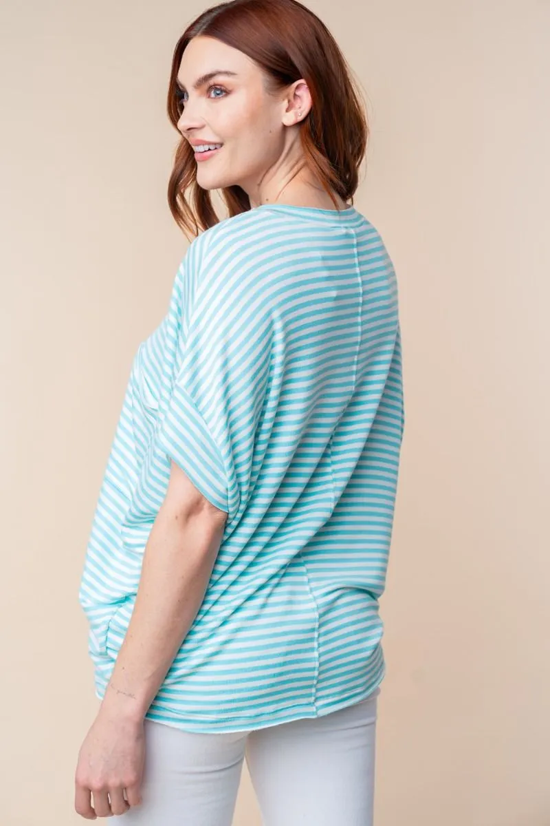 White Birch Short Sleeve Striped Knit Top PREORDER