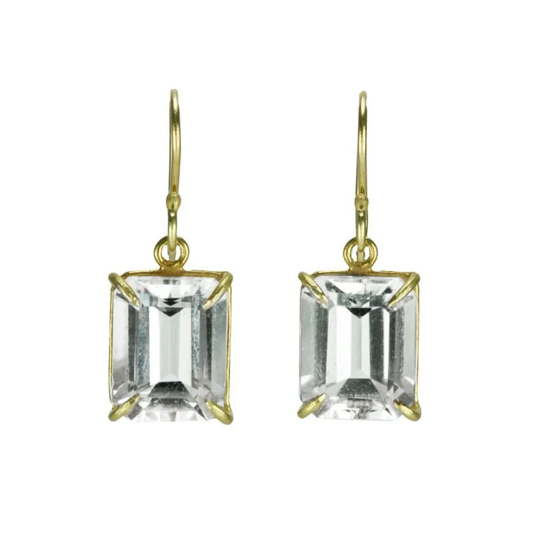 White Topaz Emerald Cut Earrings