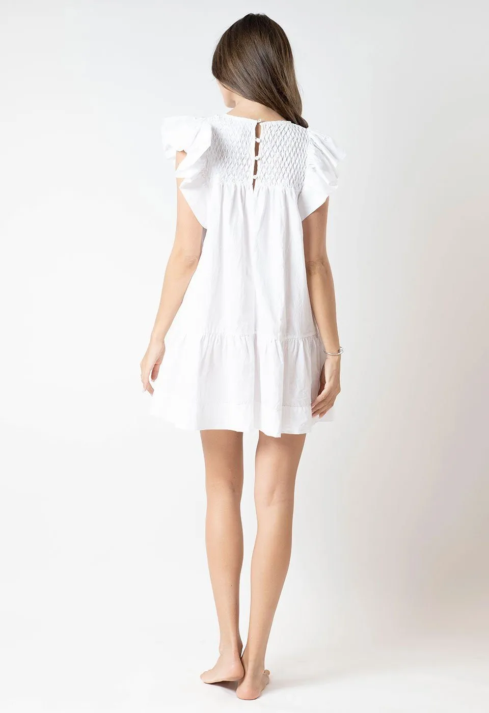 WISH YOU WERE MINE - HAND SMOCK RUFFLE MINI DRESS