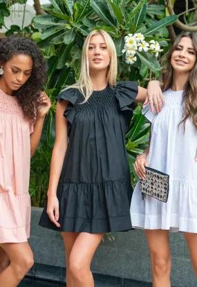 WISH YOU WERE MINE - HAND SMOCK RUFFLE MINI DRESS